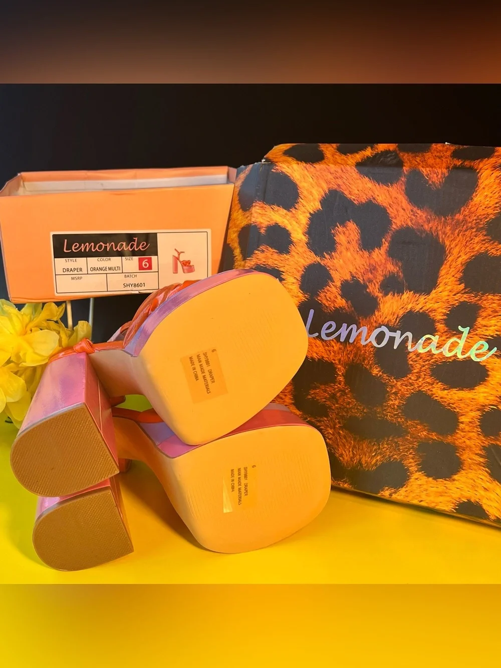 Lemonade Orange & Pink Knot Platform Sandals - Picture 7 of 15